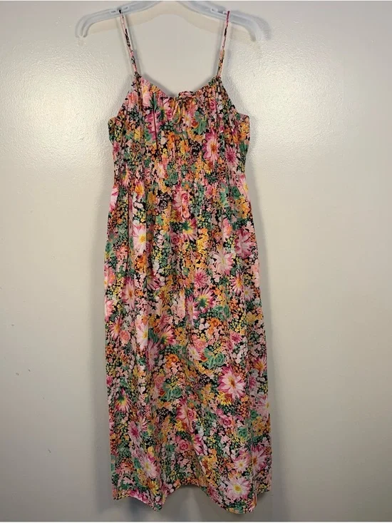H&M Cotton Floral Smocked Midi Dress - Picture 3 of 11
